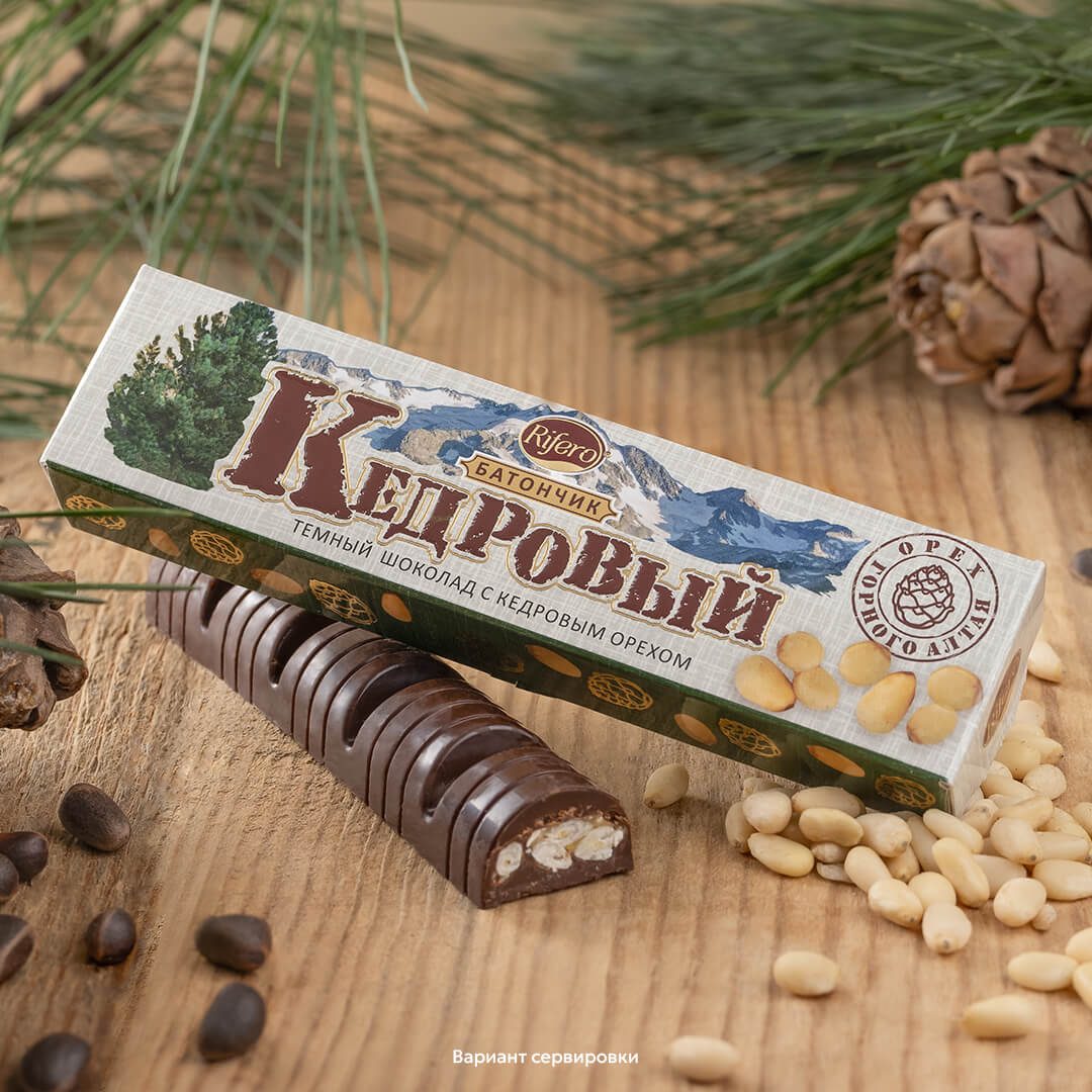 Батончик Кедровый темный шоколад 30г